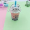 Cute milk tea, cup, metal transport, keychain, small bell, cat, Birthday gift, wholesale