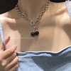 Tide, black necklace, chain for key bag  hip-hop style stainless steel, accessory, choker