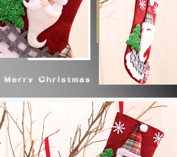 Nouvelles Chaussettes De Noël Moyennes En Lin Chaussettes D'ornements De Noël Du Père Noël display picture 8