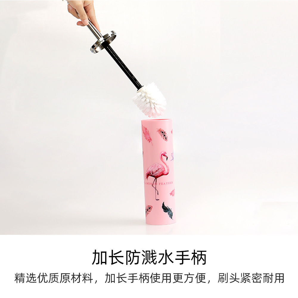 Nuevo estilo de acero inoxidable mango largo cepillo de baño simple cepillo de limpieza de baño Cepillo de inodoro de impresión de mango largo de plástico hogar con asiento