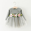 Autumn children's dress with sleeves, small princess costume, children's clothing, long sleeve, flowered