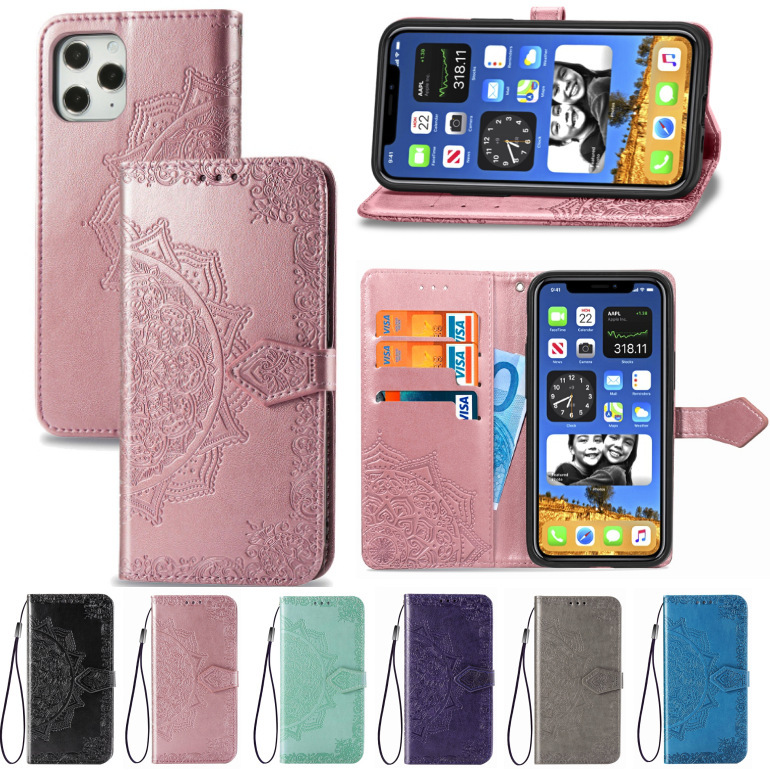 For IPHONE12 MINI 11 PRO MAX XR X 876G S20FE Mandala embossed leather case For IPHONE12 MINI 11 PRO MAX XR X 876G S20FE Mandala embossed leather case