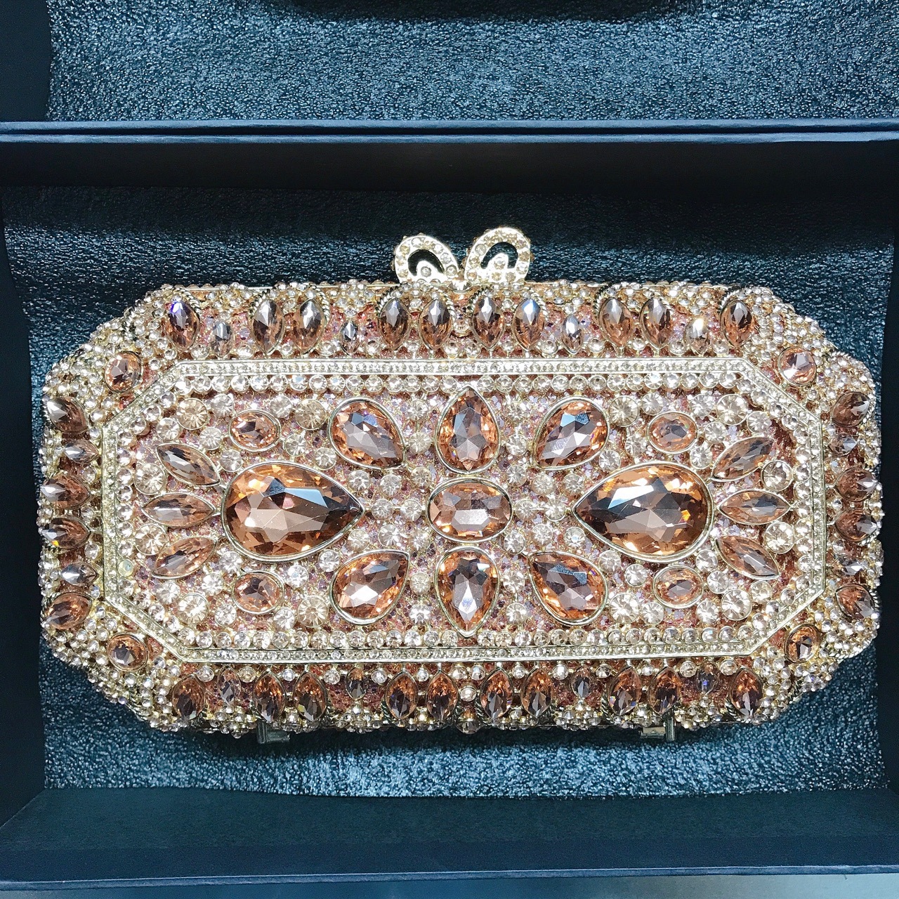 Túi clutch dạ tiệc hình vuông đính đá rhinestone phong cách Âu Mỹ — Màu Xanh Cỏ chi tiết 13
