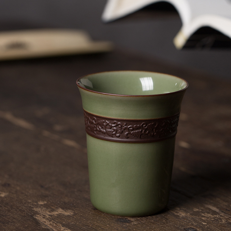 Longquan celadon Kung Fu Tea Smells Cup manual ceramics Chahai Youth Artists Weng Yongqiang Hand made