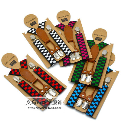 fashion Trend children lattice Strap clip Elastic force straps Suspenders baby Elastic Jacquard weave Waist belt