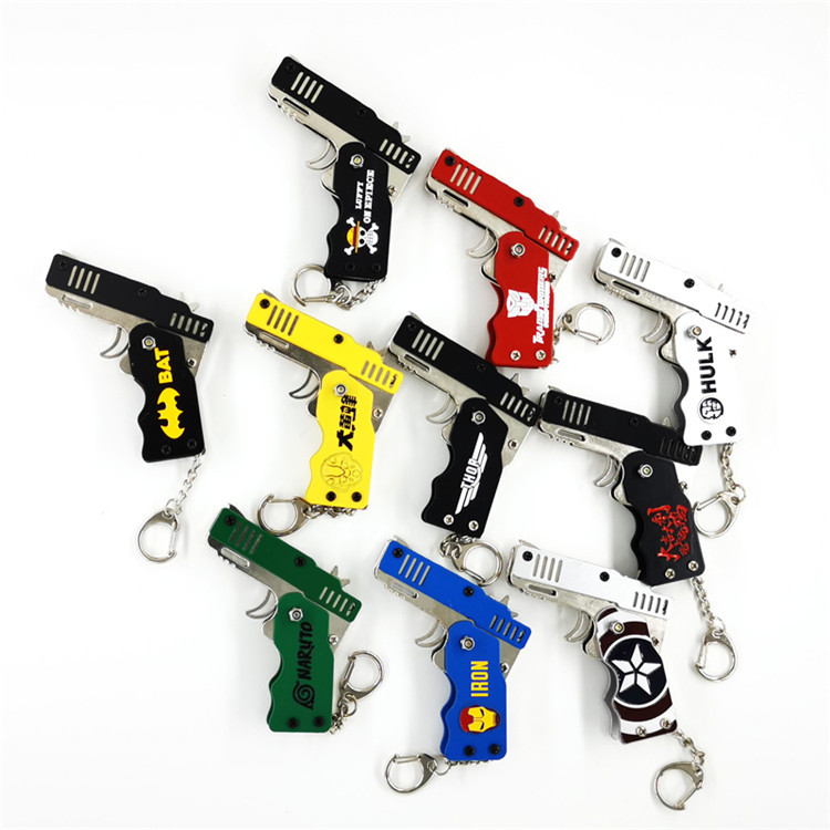 Small rubber band gun, metal toy gun, alloy pistol model, zinc alloy craft hanging accessory detail image 8