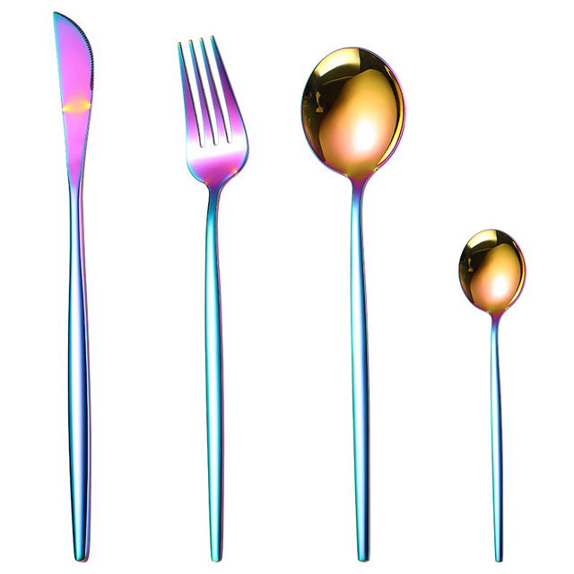 Stainless steel tableware set knife fork spoon creative gold plating