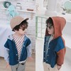new pattern Autumn Children's clothing Boy Chaqueta Children Color matching Hooded coat Korean Edition Two-color pocket Jeans