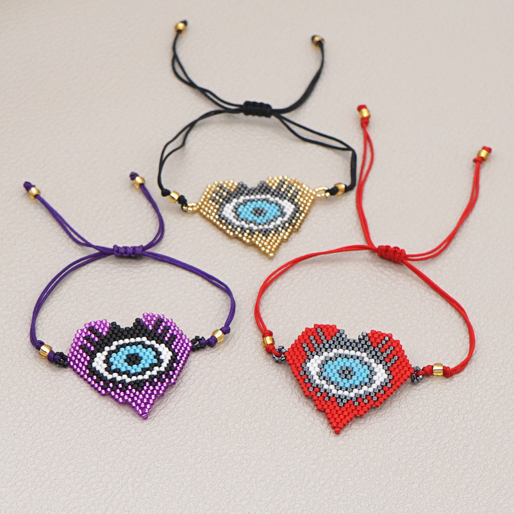 Fashion Beaded Love Eye Rice Beads Hand-woven Bracelet For Women display picture 1