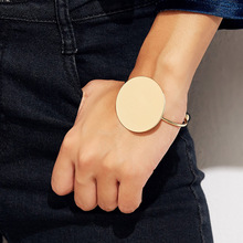 跨境外贸爆款饰品欧美大气光面几何圆形开口手镯时尚复古女士手环