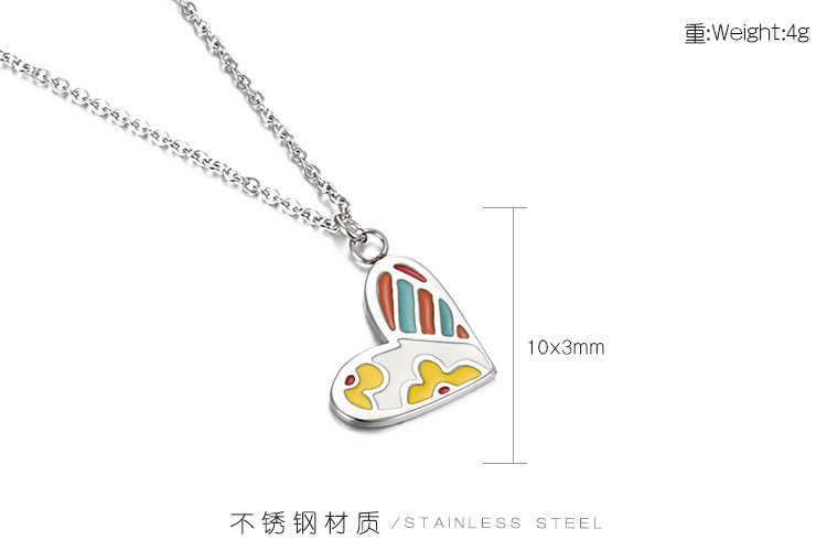 4g Weight Pendant Necklace Classification 304 Stainless Steel Chain Material Wholesale Jewelry Fashion Heart Titanium Steel Epoxy Pendant Necklace