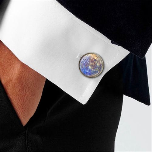 Galaxy Planet Planet Time Gem Men's Cufflinks Crystal Glass Cufflinks French Cuff Pins Wholesale