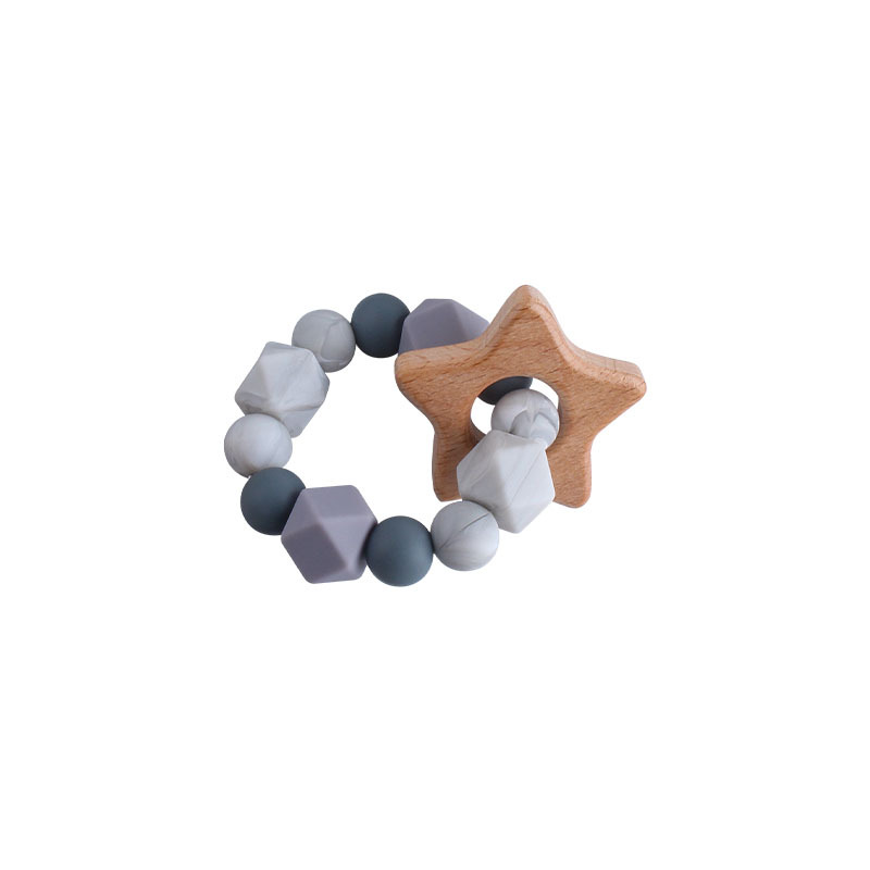 Bebé haya de cinco puntas estrella chupete clip juguete mordedor DIY bebé nombre silicona estrella de cinco puntas chupete cadena