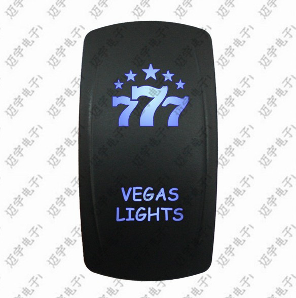 12-24V车船改装适用翘板开关镭雕丝印图案 带灯5P带灯船型开关