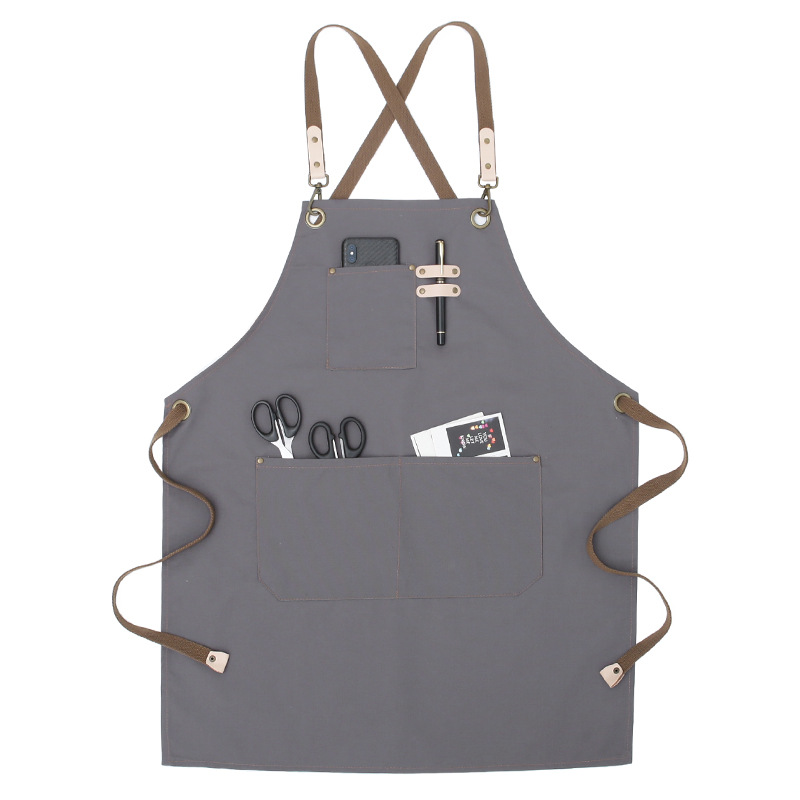 Estilo coreano moda logotipo personalizado impresión delantal hombres y mujeres barista estilista cocina limpieza del hogar ropa de trabajo