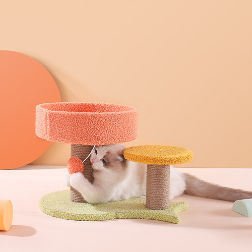 Cat climbing frame, cat climbing frame, cat nest, cat tree, integrated sky pillar, small cat jumping platform with nest, toy, solid wood cat supplies