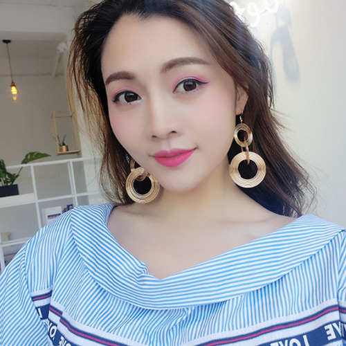 Exaggerated European and American retro geometric multi-layer metal circle earrings female Internet celebrity personality nightclub earrings earrings wholesale