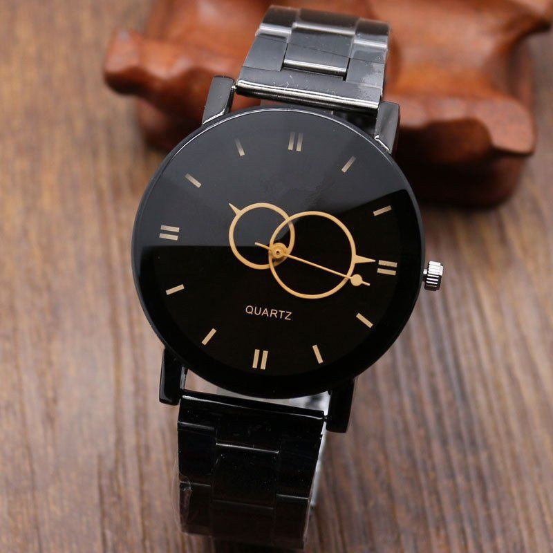 AliExpress foreign trade gun black steel belt watch creative personality compass turntable pointer men and women watch wholesale