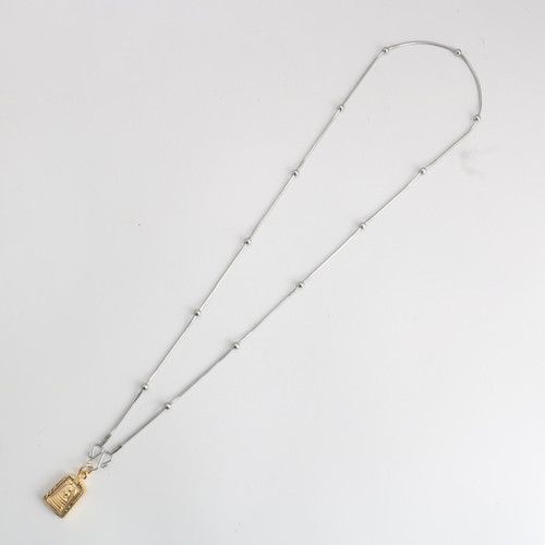 Guan Gong Guanyin Buddha Amulet Chain Necklace Stainless Steel Thai Buddha Coin Chain Round Snake Clasp Round Bead Chain Titanium Steel Unisex Necklace