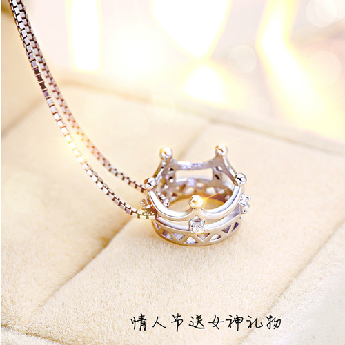 Weihua Korean version of women's jewelry, Crown Princess Necklace, Cute Necklace, Meilong Manufacturer Wholesale