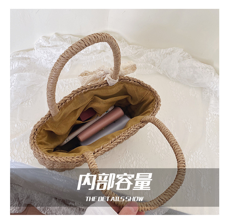 Spring New Straw Woven Bag Holiday Woven Bag Sen Department Beach Holiday Beach Bag Vegetable Basket Type Female Bag display picture 17