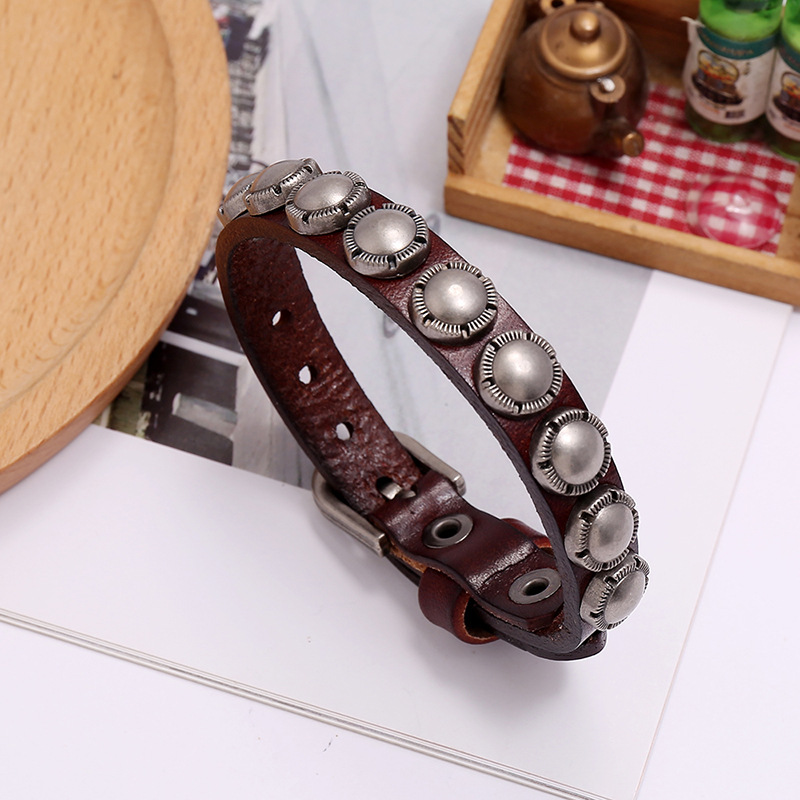 Punk Jewelry Retro Fashion Men's Leather Bracelet Wholesale Nihaojewelry display picture 6