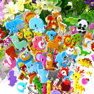 Factory direct children's cartoon animal bubble stickers puzzle early education 3D stereo kindergarten reward stickers