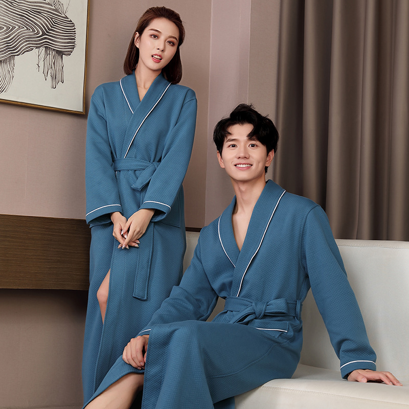 긴 플러스 사이즈 4 계절 목욕 가운과면 공기 층 따뜻한 커플 잠옷 흡수성 목욕 가운 머리카락 세대