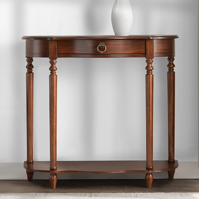 格瀾帝爾現代簡約美式實木玄關桌進門玄關台中式置物架窄桌玄關櫃