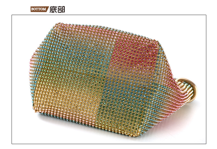 Tragbare Dinnertasche Diamant Abendtasche Eimer Clutch multifunktionales Regenbogenelementpicture6