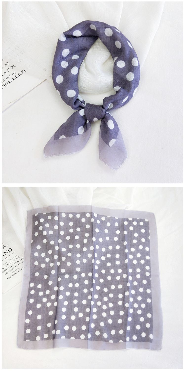 50g Weight Silk Scarf Classification Travel Occasion Unisex Gender Printing Design Sweet Style Grey&Pink, Grey, White, Purple, Green, Blue, Camel, Yellow, Black Color Cotton Linen Small Square Scarf 27