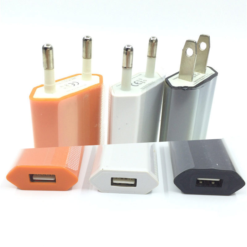 European-style plug single-port USB charger for overseas travel European-style two-pin round plug mobile phone charging head 5V1A