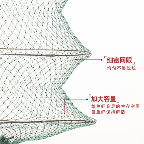 Multi-ring fish protection stainless steel ring folding rubberized fish protection positioning black pit fishing net bag fishing gear fishing fishing net bag fish basket