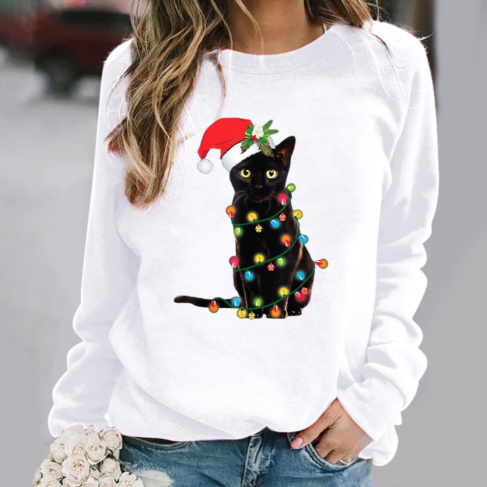 Women's Hoodie Long Sleeve Hoodies & Sweatshirts Printing Casual Cat display picture 3