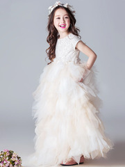 New 2024 Summer Fashion Show Gown for Girls, Little Princess Dress with Tulle, Piano Performance Dress for Children, Foreign Trade Supply