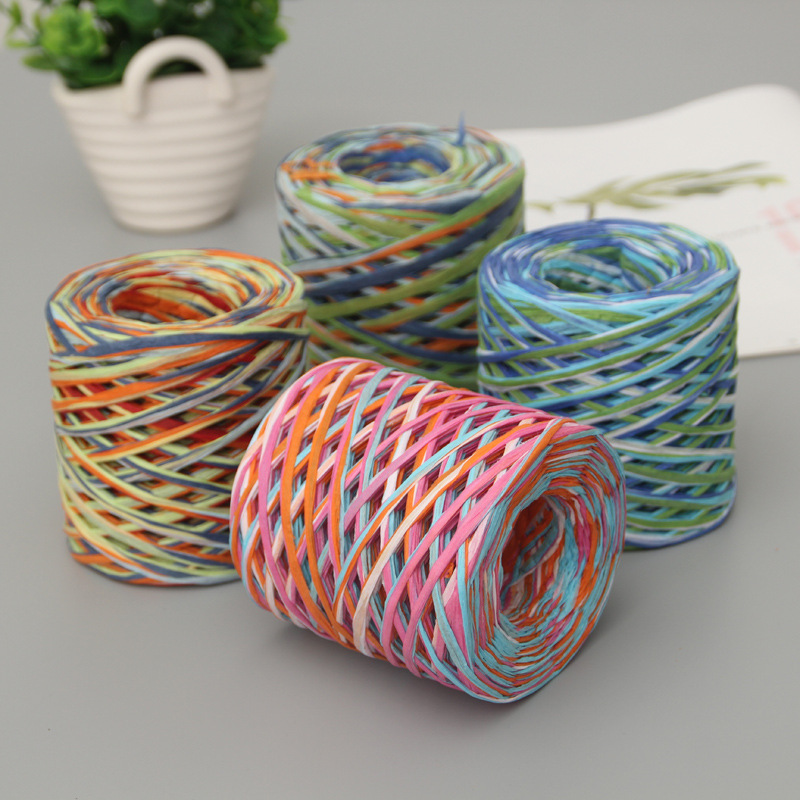 200米幼儿园手工编织绳 彩色拉菲环保纸绳  烘焙包装带 diy手工编|ms