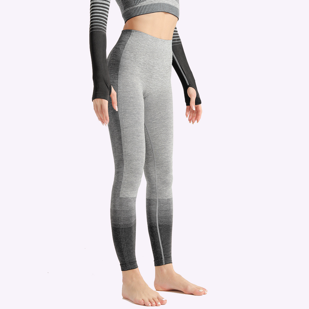 striped knitted yoga fitness yoga pants  NSLX30970