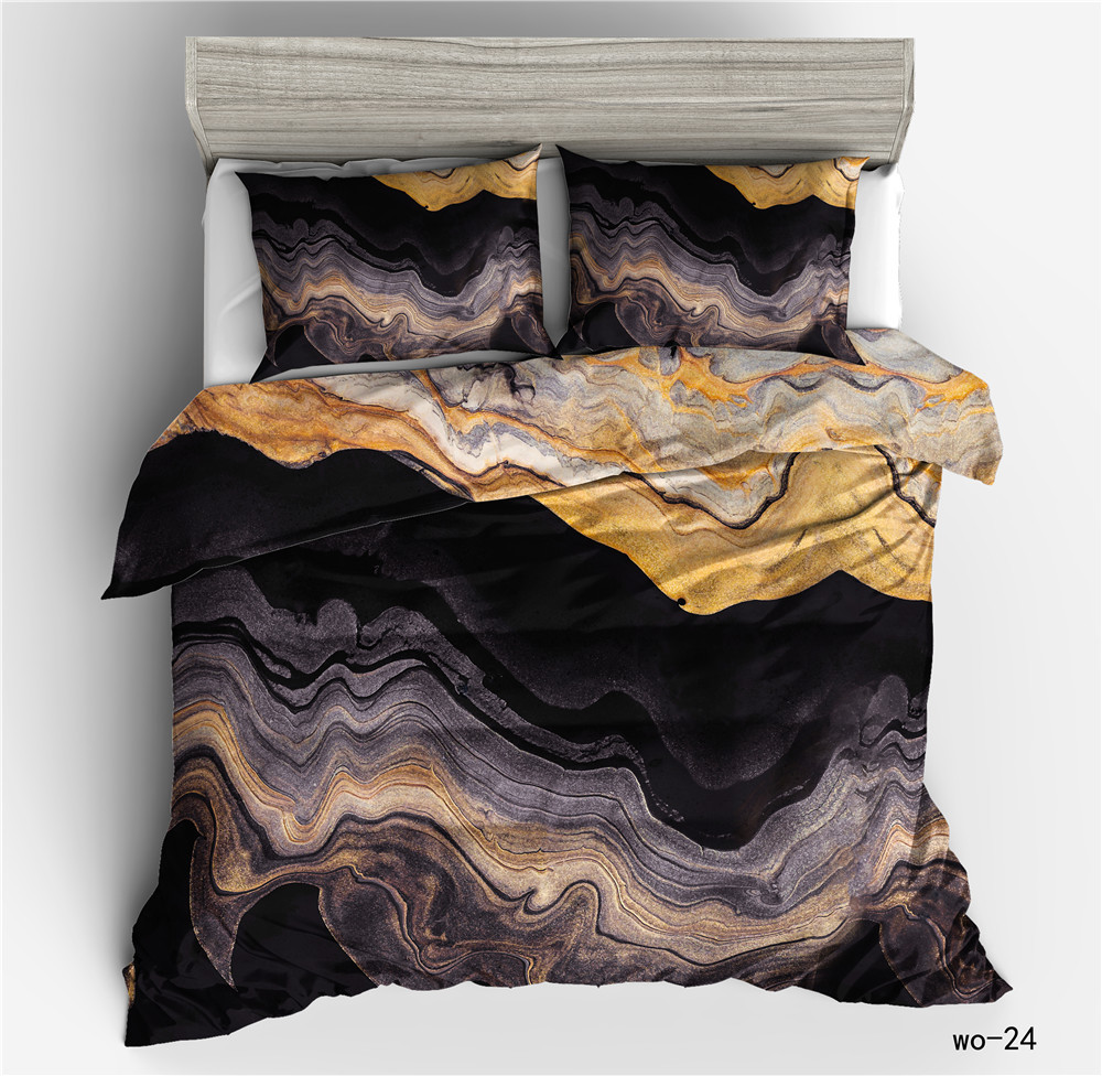 Housse de couette numérique en marbre moiré et taie d'oreiller pour la maison, housse de couette trois pièces, textile transfrontalier personnalisé Vio_voghion.com