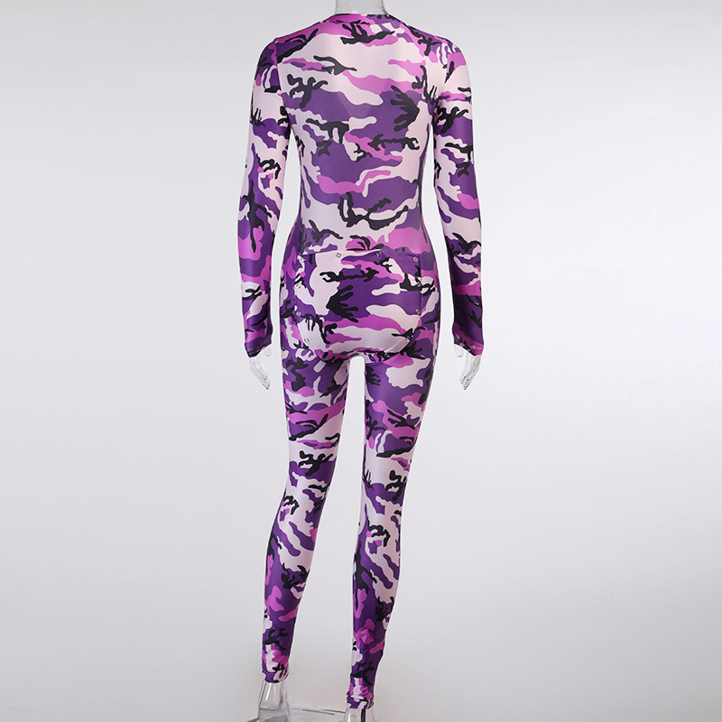 Casual Printed V-neck Long Sleeve Jumpsuit  NSSU16860