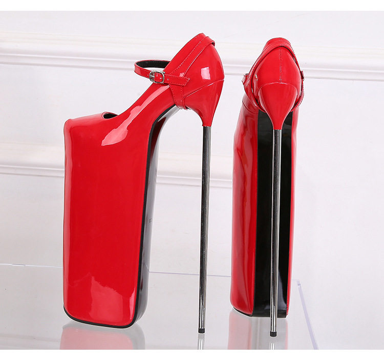 Giày cao gót nữ gót nhọn siêu cao trên 8 cm mũi tròn — Màu đen, Màu đỏ, Đỏ đào chi tiết 26