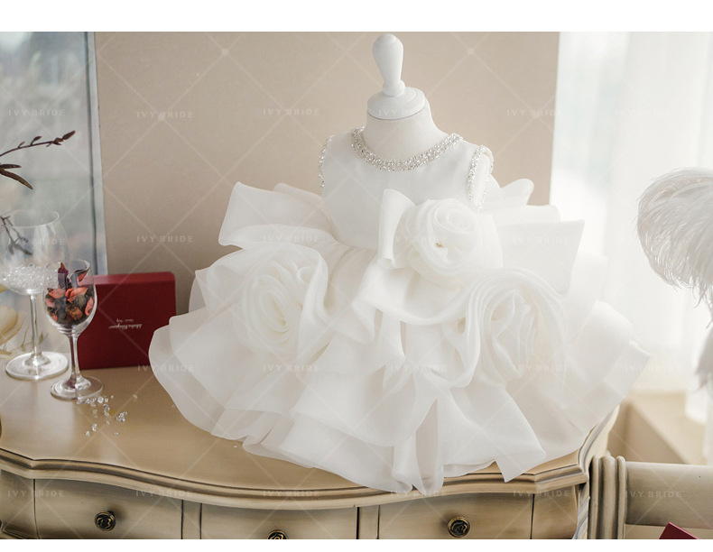 106059819@qq.com Baby's First Dress Princess Gown 2026 New Style For Girls, Birthday Dress, White Stylish Fluffy Tulle_voghion.com