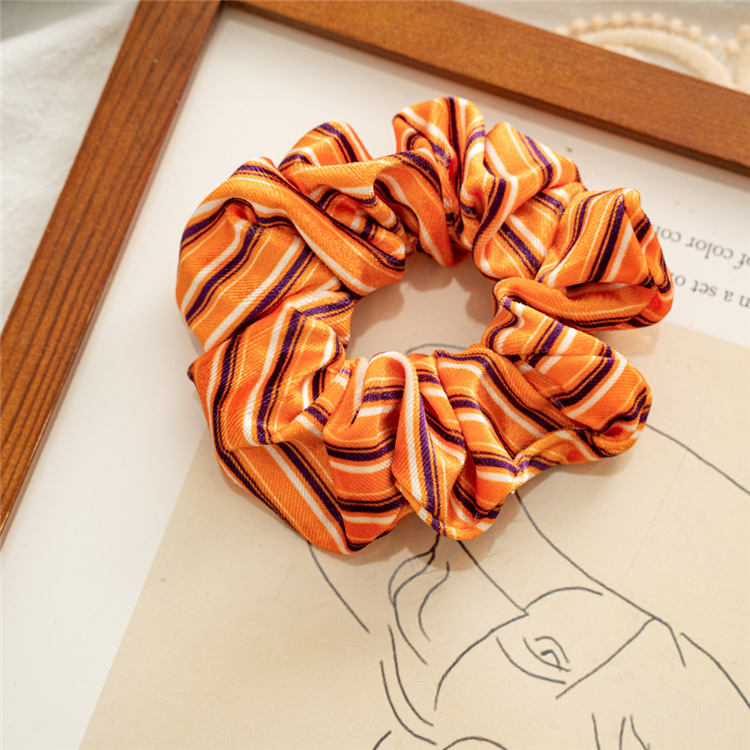 Printing Design Fashion Style Halloween Fashion Women'S Pumpkin Heart Shape Flannel Printing Hair Tie