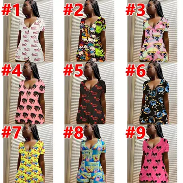 D9320 Amazon hot selling  European and American women's casual loose cartoon letter printed home Jumpsuit - ShopShipShake