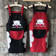 廠家批發圍裙廚房擦手小熊圍裙廣告圍裙可印LOGO雙肩背帶防水圍裙