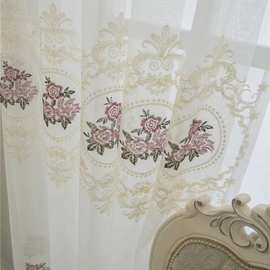 I简美/现代简约荷塘月色镜中花刺绣白纱窗纱客厅卧室飘窗成品批发