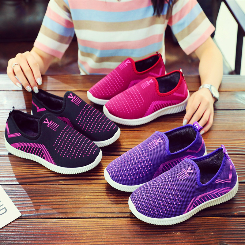 冬季加绒棉鞋女老北京棉鞋软底一脚蹬懒人鞋保暖中老年健步休闲鞋