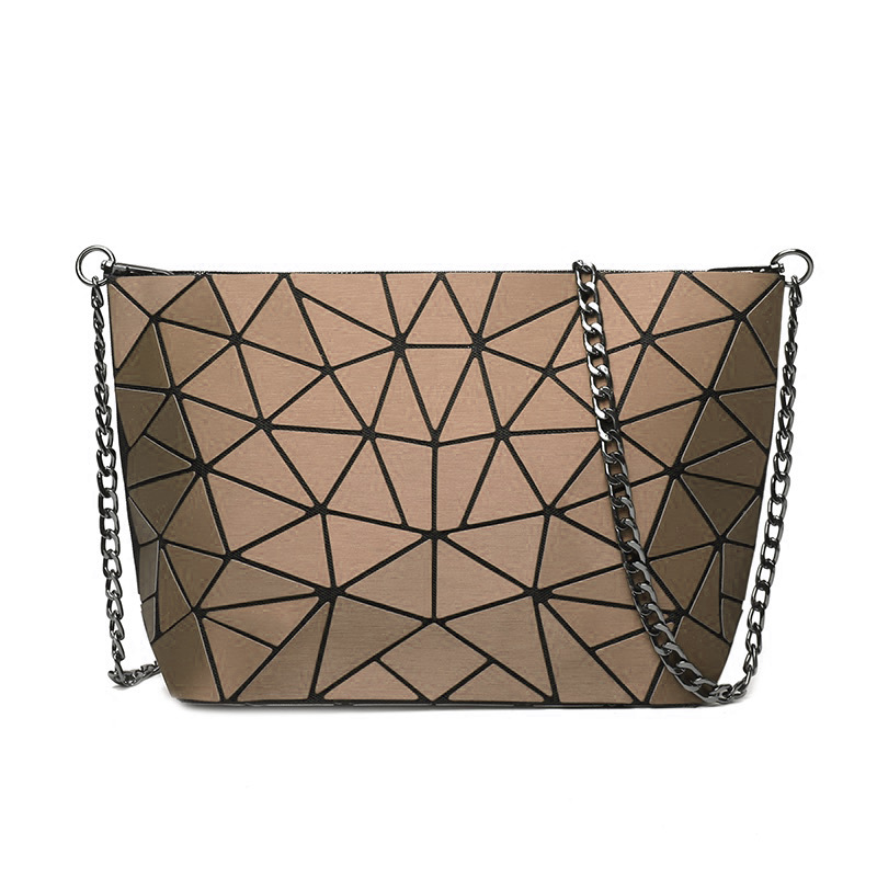 2023 New Matte 5 * 8 Geometric One Shoulder Women's Bag Korean Version Fashion Cross Fold Lightweight Lingge Small Bag_voghion.com