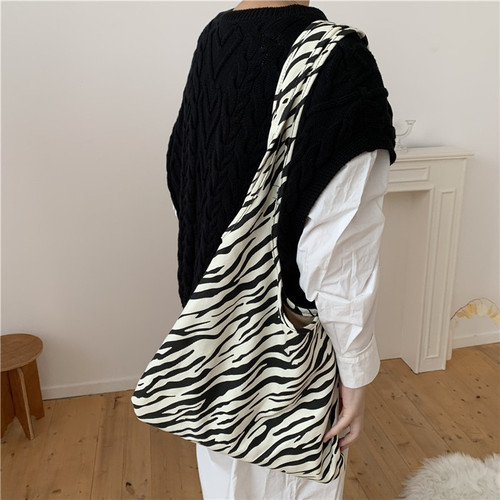 Women's bags new Korean style crossbody shoulder bag canvas bag animal texture crossbody large capacity shopping bag bags