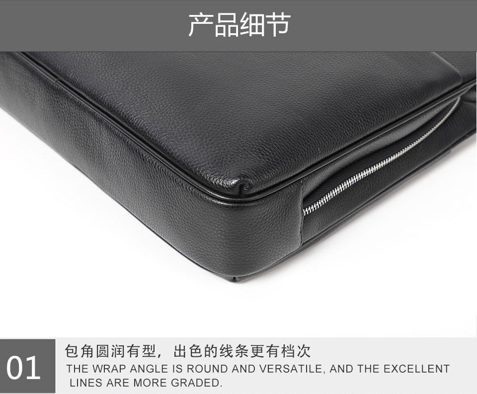 Túi xách nam da bò thật dung tích lớn 38×29×9 cm, túi công sở đeo chéo một vai — Màu đen chi tiết 15