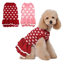 小狗狗衣服宠物猫咪泰迪服饰 红色爱心狗毛衣 圣诞新年宠物装新款